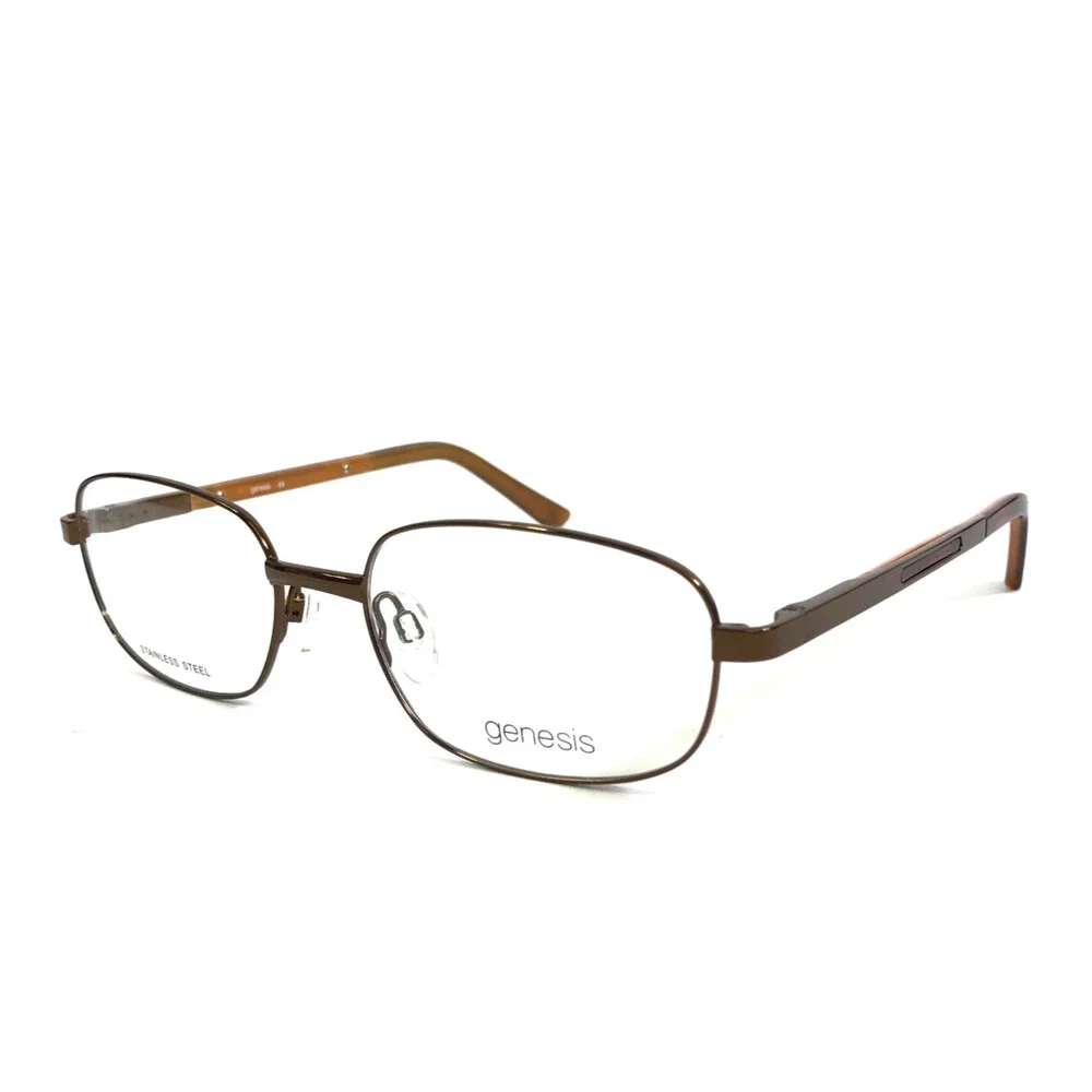 Genesis Eyeglasses Frames G4003 BROWN Shiny Oval Wire Rim 54-18-140